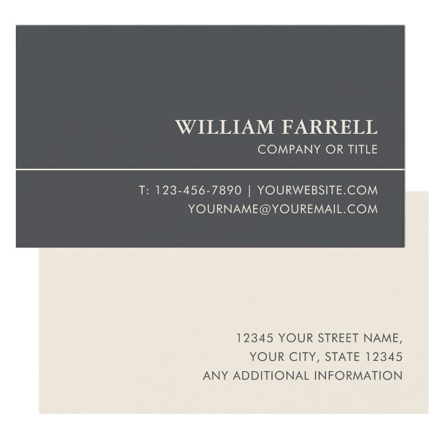 Classic Professional Luxury Dark Grey Ivory Business Card (Creator Uploaded)