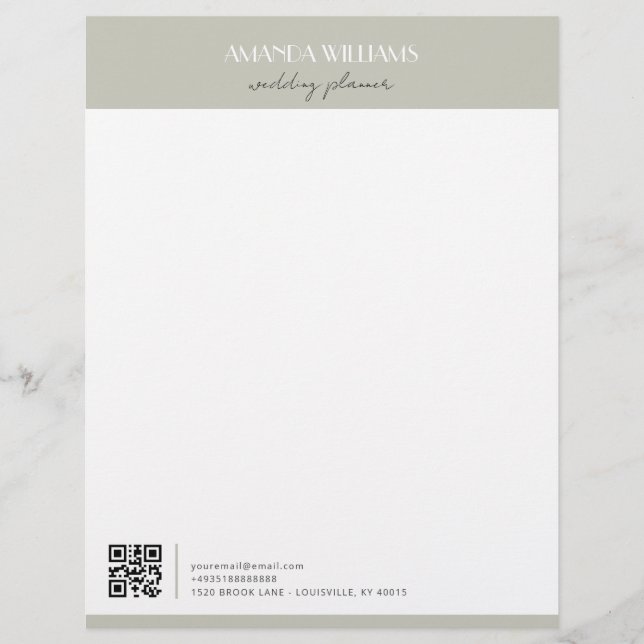 Classic Professional QR Code Matcha Custom Letterhead (Front)