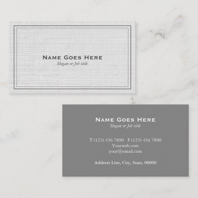 Classic Professional Simple Grey Business Cards (Front/Back)