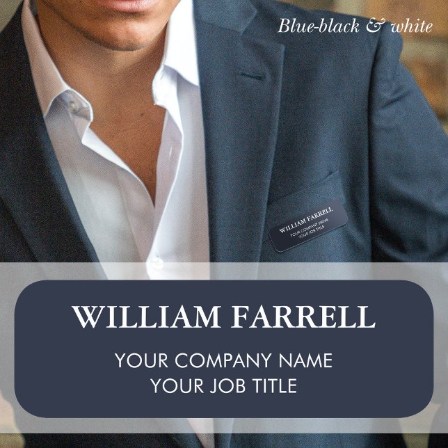 Classic Professional Traditional Blue-Black White Name Tag (Creator Uploaded)