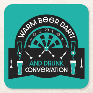 Classic Pub Darts Square Paper Coaster