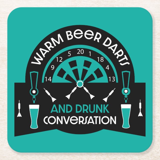 Classic Pub Darts Square Paper Coaster (Front)