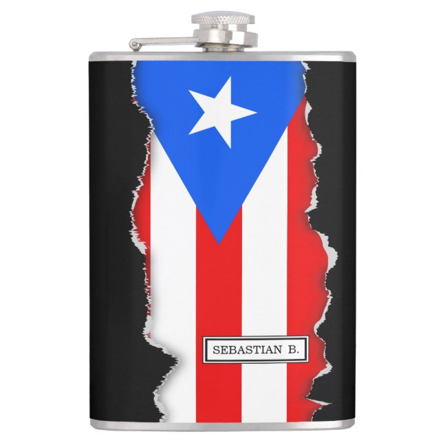 Classic Puerto Rican Flag Hip Flask (Front)