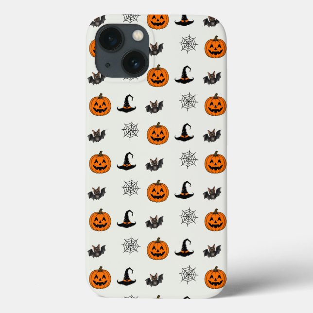 Classic Pumpkin Bat Witch Hat Phone Case (Back)