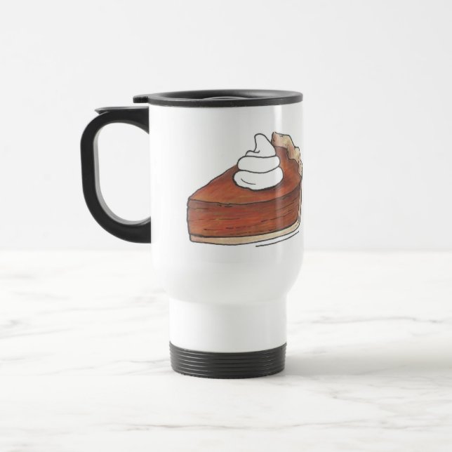 Classic Pumpkin Pie Slice Thanksgiving Dinner Food Travel Mug (Left)