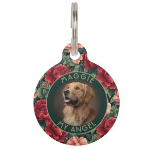 Classic Puppy Parent Gift Rose Floral Pet Tag