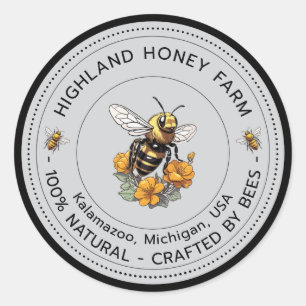Classic Pure Honey Round Stickers  Editable Design