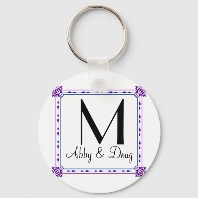 Classic purple and blue diy logo key ring (Front)