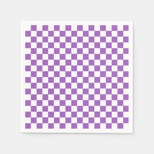 Classic Purple and White Chequered Pattern Napkin (Front)