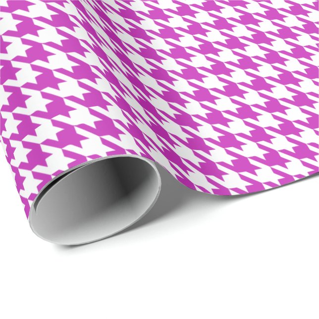 Classic Purple and White Houndstooth Pattern  Wrapping Paper (Roll Corner)