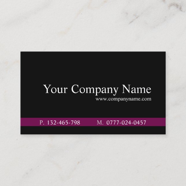 Classic Purple Black Professional - Business Card (Front)