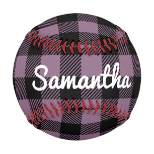 Classic Purple Buffalo Check Plaid Personalised Baseball