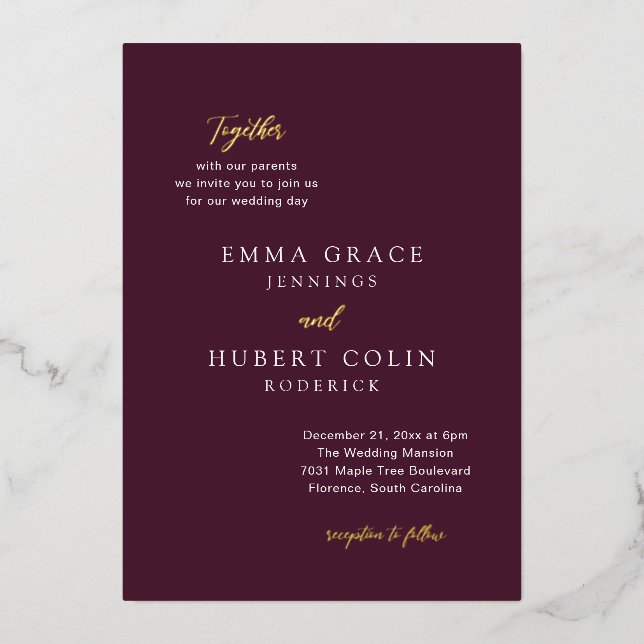 Classic Purple Elegant Wedding (Front)