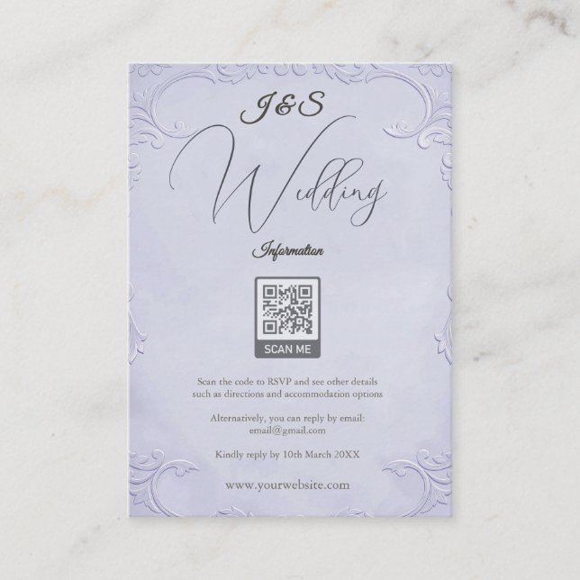 Classic Purple Floral Wedding Enclosure Card (Front)