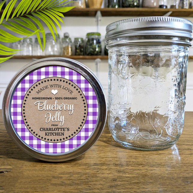 Classic Purple Gingham Canning Jar Label (Creator Uploaded)