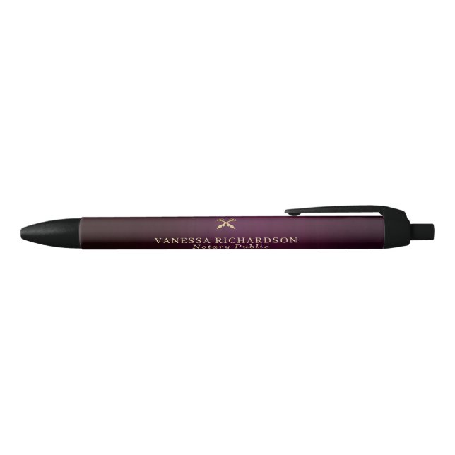 Classic Purple Gold Promotional Notary Public  Black Ink Pen (Top)