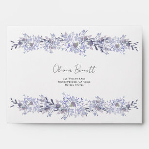 Classic Purple Grey Wedding Envelope