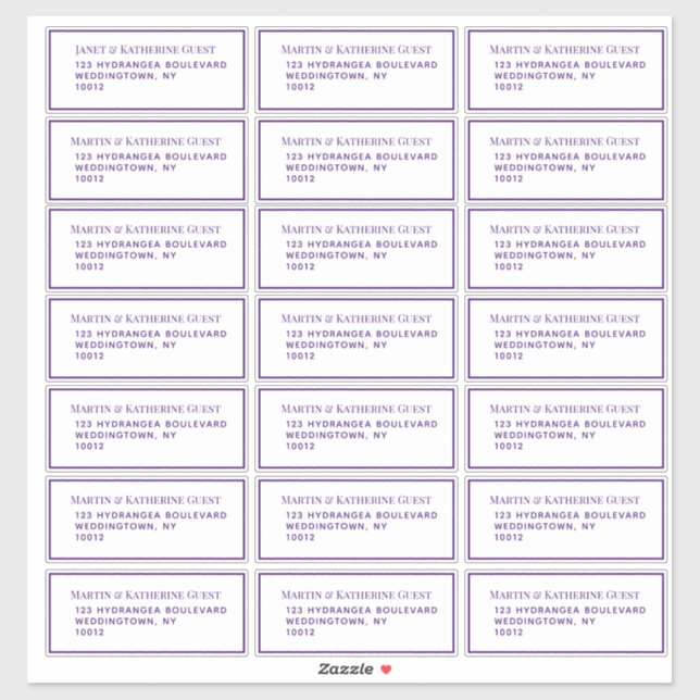 Classic Purple Guest Mailing Labels 21 Per Sheet (Sheet)