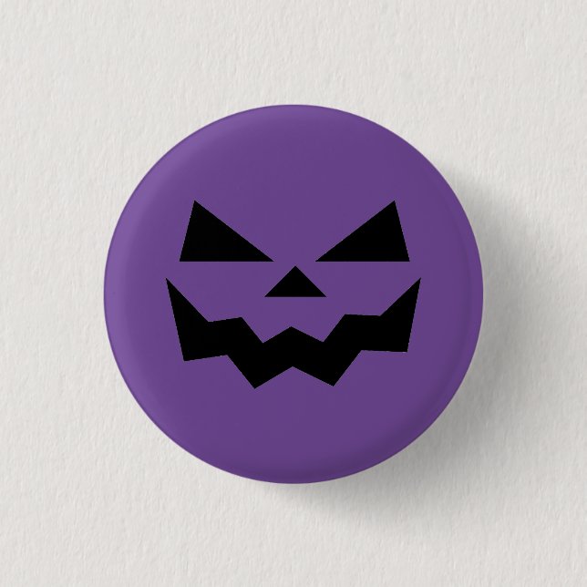 Classic Purple Jack-o-lantern pumpkin face smiling 3 Cm Round Badge (Front)