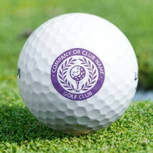 Classic Purple Laurel Wreath Logo Custom Name Golf Balls
