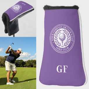 Classic Purple Laurel Wreath Name Monogram Putter Golf Head Cover