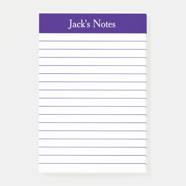 Classic Purple Lined Personalised Post-it Notes (Front)