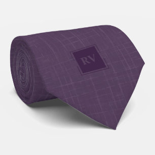 Classic Purple Monogram Groomsmen Tie