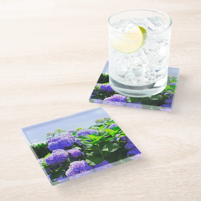 Classic Purple Realistic Hydrangea Coaster (Angled)