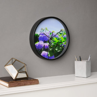 Classic Purple Realistic Hydrangea Wall Clock