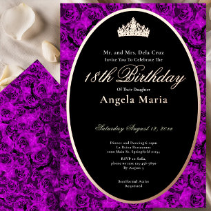 Classic Purple Roses 18th Birthday Debut Rose Gold