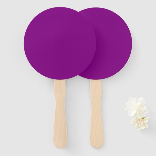 Classic Purple Round Fan for Elegant Event Comfort (Front and Back)