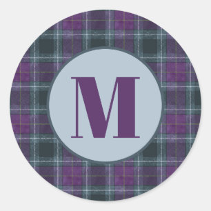 Classic Purple Teal Plaid Monogram Envelope Seal