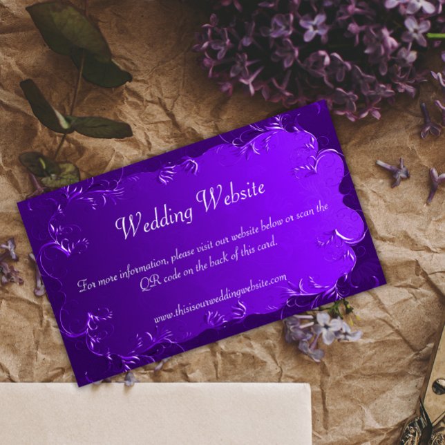 Classic Purple Wedding Website Information Enclosure Card (Creator Uploaded)