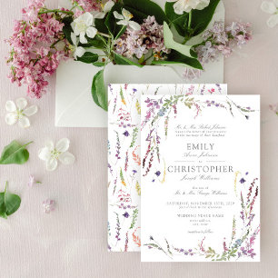 Classic Purple Wildflower Wedding Invitation