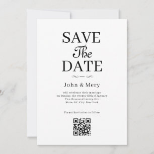 Classic QR Code Photo Wedding Save The Date Invitation