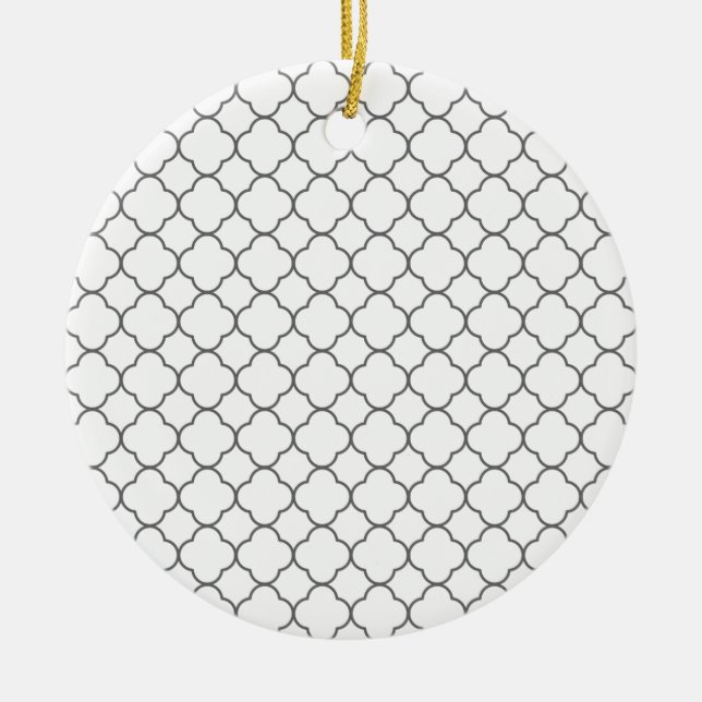 Classic Quatrefoil Pattern Ceramic Tree Decoration (Front)