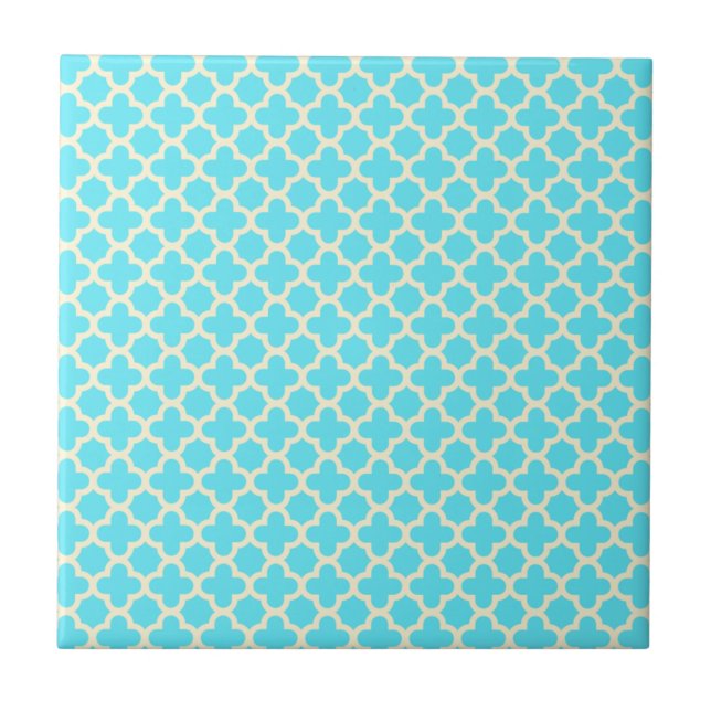 Classic Quatrefoil Pattern Turquoise Tile (Front)