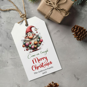 Classic quirky Santa Claus gift tag hand drawn