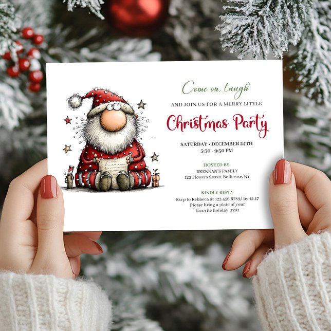 Classic Quirky Santa Hand Drawn Festive Invitation (Classic Quirky Santa Hand Drawn Festive Invitation)