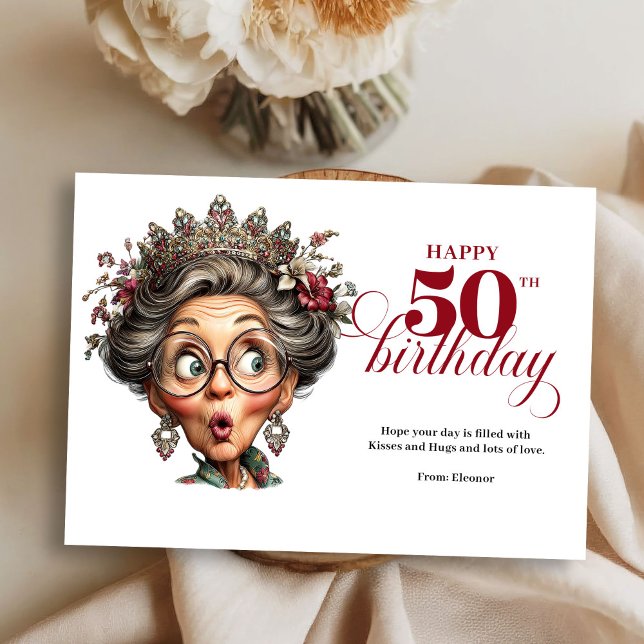Classic Quirky Woman 50th Birthday Whimsical Card (Classic Quirky Woman 50th Birthday Whimsical Greeting Card

)