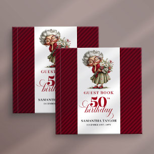 Classic Quirky Woman 50th Birthday Whimsical  Guest Book