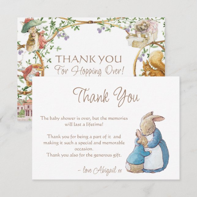 Classic Rabbit Baby Shower Thank You Car (Front/Back)