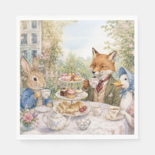 Classic Rabbit Duck Fox Afternoon Tea Time Napkin