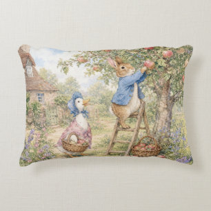 Classic Rabbit Duck picking apples Decorative Cushion