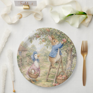 Classic Rabbit Duck picking apples Paper Plate