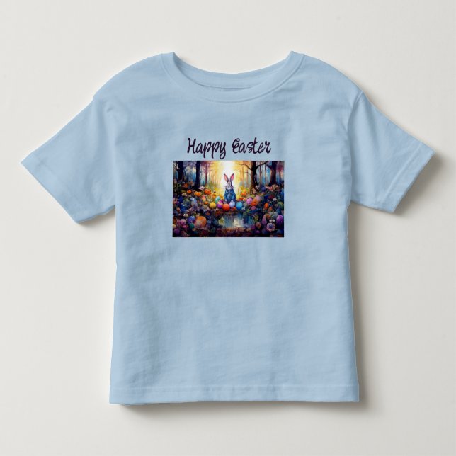 Classic Rabbit Easter Bunny with Easter Eggs Toddler T-Shirt (Front)
