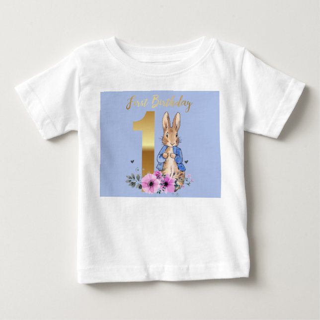 Classic Rabbit First birthday Baby T-Shirt (Front)