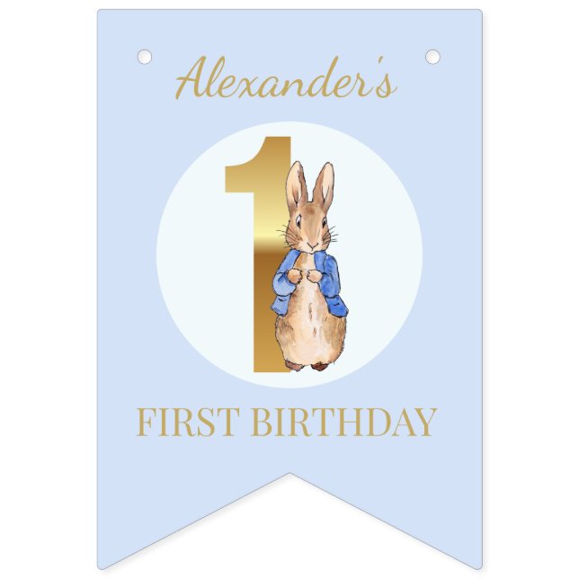 Classic Rabbit First Birthday Bunting (Second Flag)