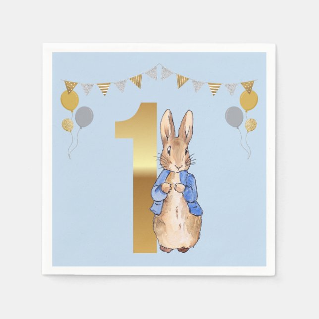 Classic Rabbit First Birthday Napkin (Front)