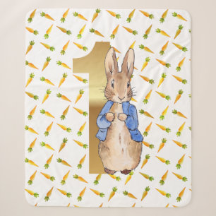 Classic Rabbit First Birthday Number One   Sherpa Blanket